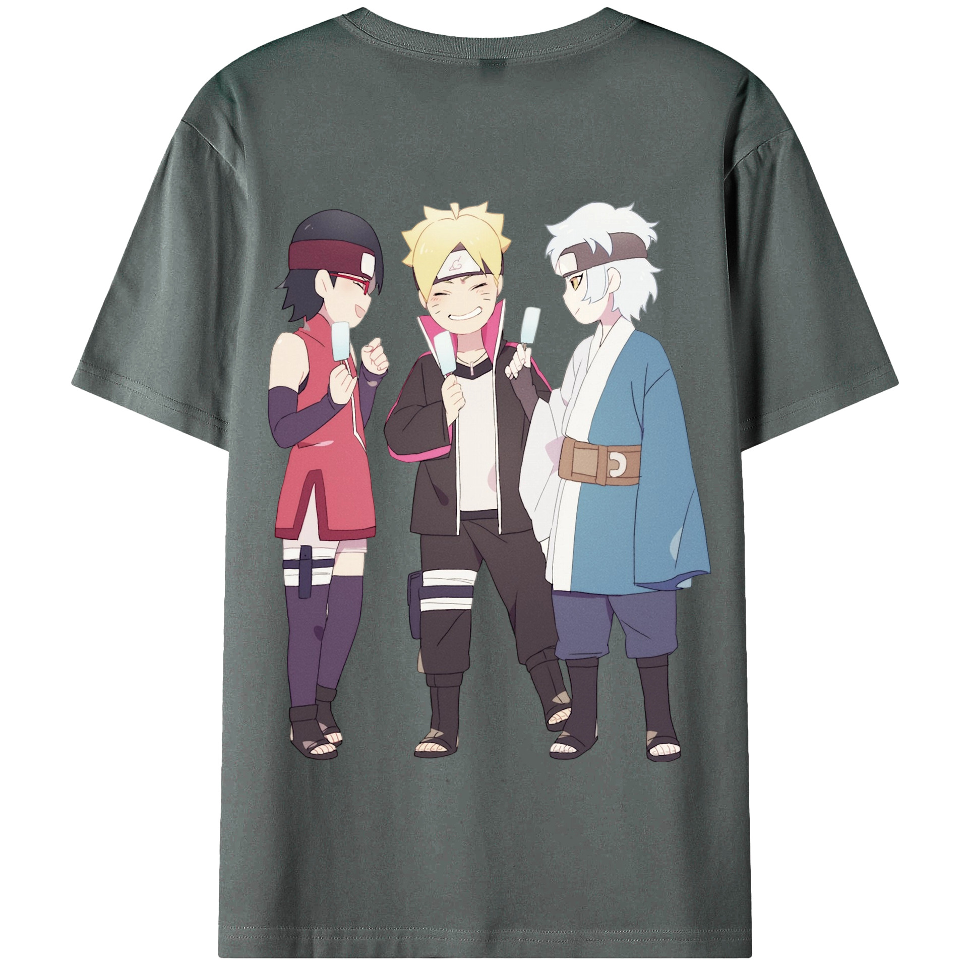 （画像用） NARUTO -ナルト- うちは サラダ Uchiha Sarada 綿100％半袖Tシャツ（背面プリント）